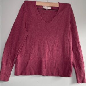 LOFT Rose V-Neck Knit Top